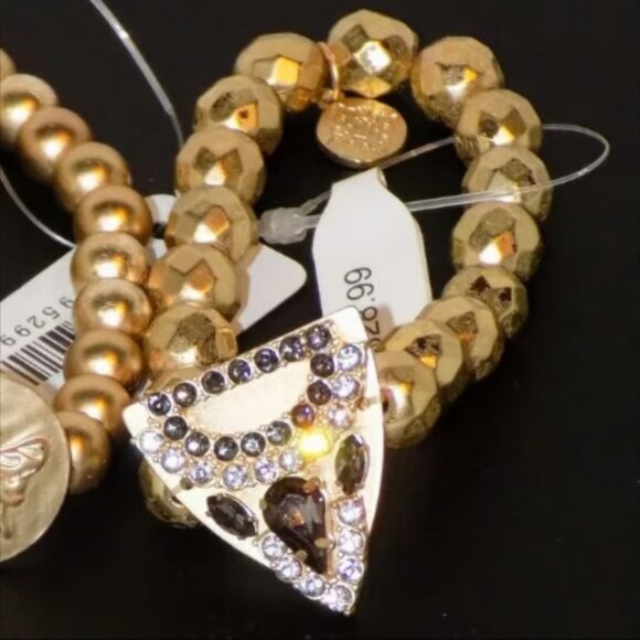 Lot 4 New Signed Jane Marie Metal Bead Bracelets Bundle. Bee Circle & Rhinestone - Picture 6 of 11